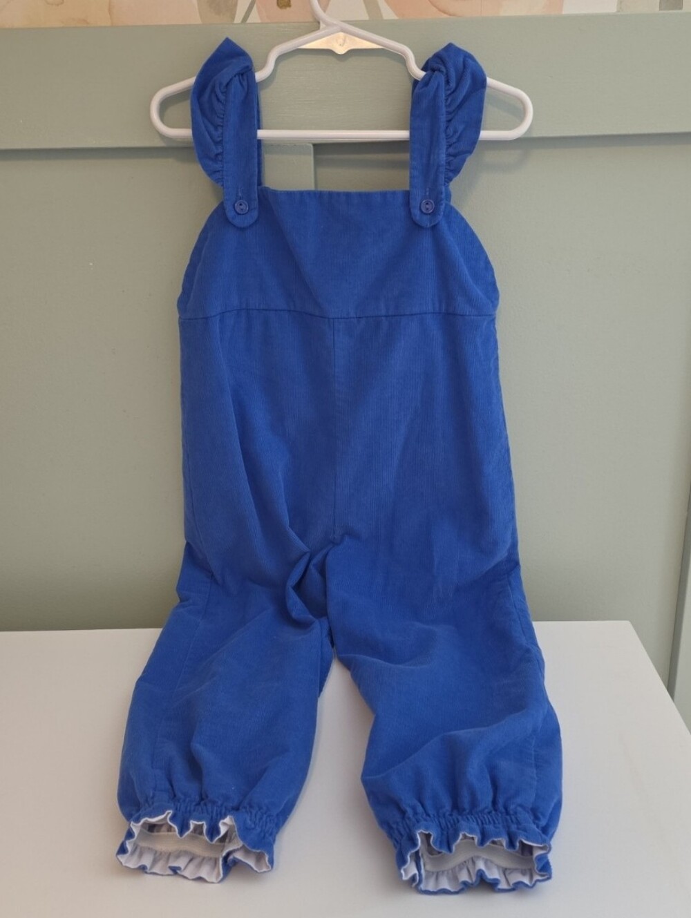 The Beaufort Bonnet Company 4t Blue Ruffle Hem Overalls